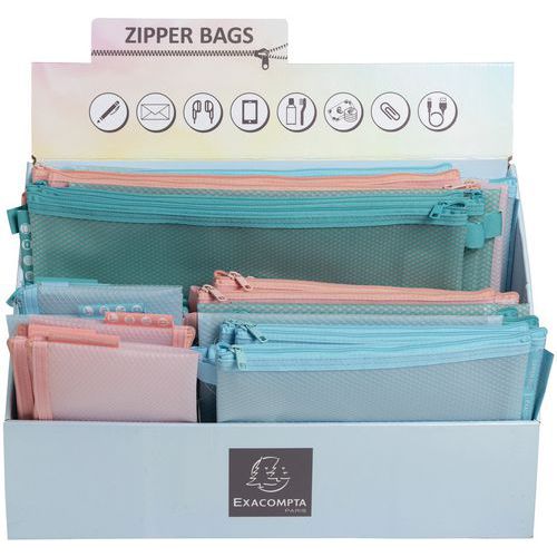 Espositore da 36 bustine con Cerniera crom. pastello,