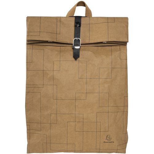 Zaino carta lavabile marrone con motivi geometrici,