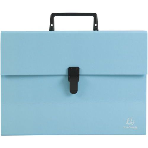 Classificatore formato famiglia con manico e 18 scomparti blu pastello,