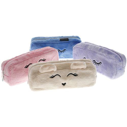 Astuccio rettangolare rivestito di peluche con colori assortiti,