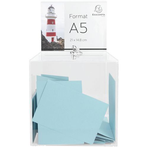 Urna trasparente con coperchio chiudibile a chiave 21,