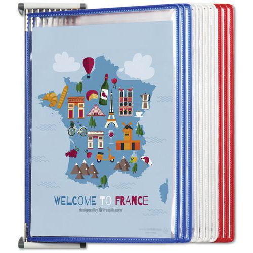 Kit parete A4 10 buste colori francesi blu, bianco, rosso,