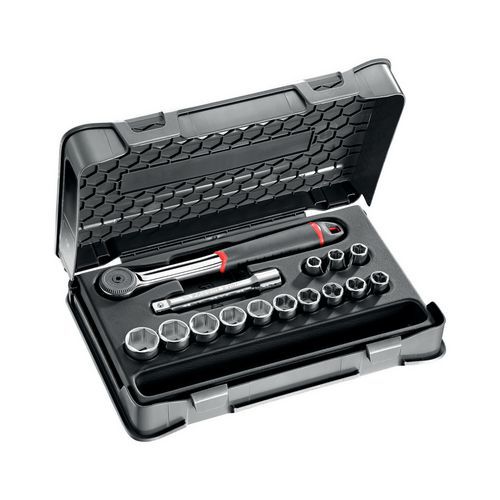 Assortimento in cassetta di ABS con bussole esagonali (15 pz),