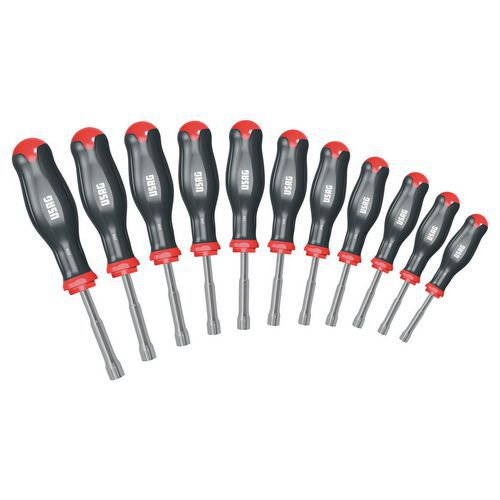 Serie di 11 chiavi bussola esagonale con impugnatura,