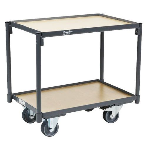 Carrello ripiani legno per contenitori-Portata 250kg-Manutan,