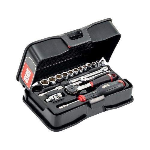 Assortimento in cassetta di ABS con bussole esagonali in pollici (18 pz),