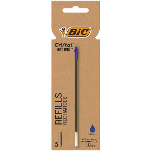 BIC Cristal Re’New ricariche penna a sfera punta media blu,