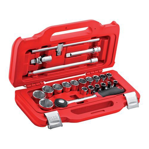 Assortimento in cassetta modulare con bussole esagonali (22 pz),