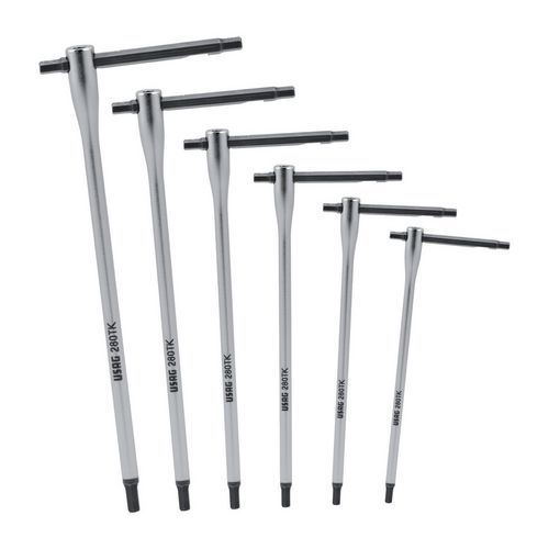 Serie di 6 chiavi a T maschio esagonale con traversino scorrevole,