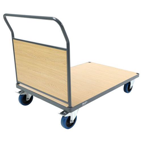 Carrello con sponda in legno 1283x813mm-400kg-Ruote in gomma,