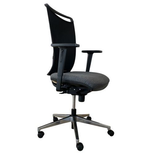 Sedia ufficio seduta grigia, schienale nero ricondizionata,