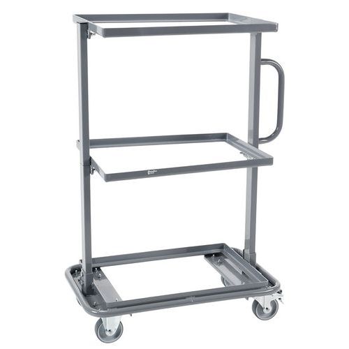 Carrello in acciaio 3 contenitori - Portata 200 kg - Manutan,