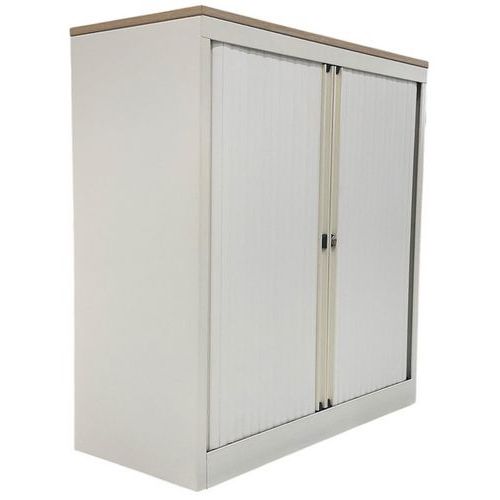 Armadio basso ricondizionato-Apertura a serranda-Bianco,