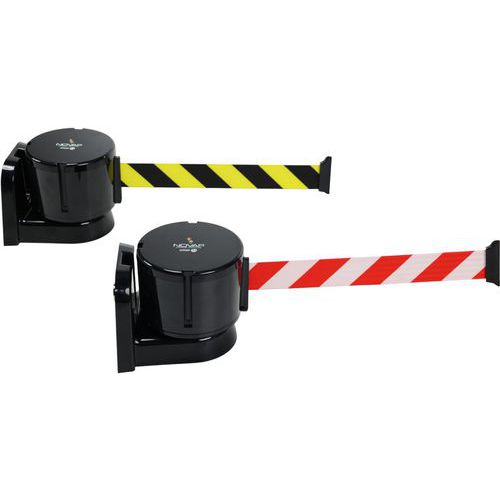 Avvolgitore a muro con nastro 12m-Giallo e nero-Da fissare,