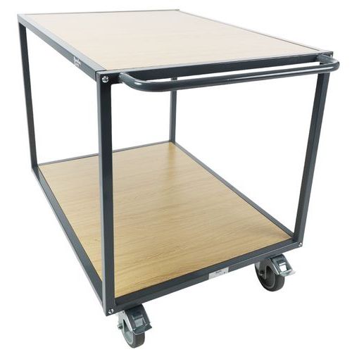 Carrello 2 ripiani in legno 1000x600 mm - 500 kg - Ruote TPR,