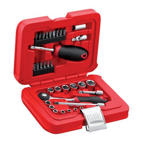 Assortimento in cassetta modulare con bussole esagonali ed inserti per avvitatura (34 pz),