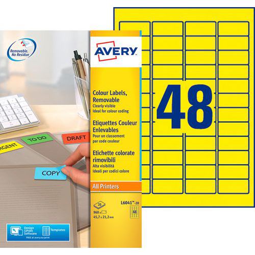 Avery Giallo Etichette, Etichette Di Colore Chiaro, Ablösbar - Immagine 2
