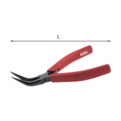 Pinza a becchi mezzotondi extra lunghi piegati a 40°,