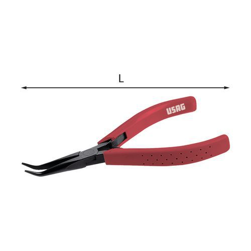 Pinza a becchi mezzotondi lunghi affusolati piegati a 45°,