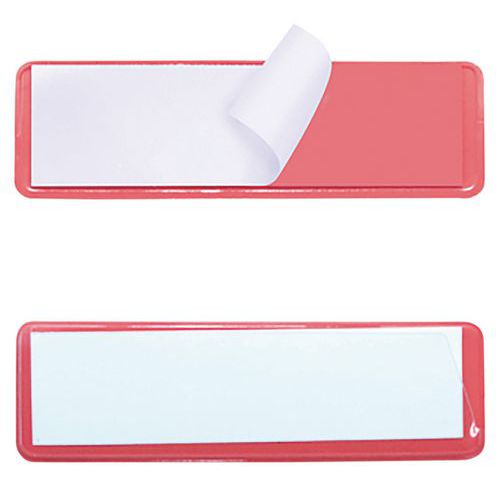 Etichetta adesiva su sfondo rosso 30 x 100 mm,