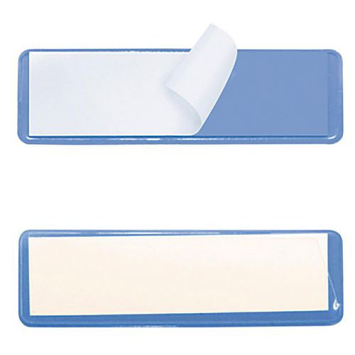 Etichetta adesiva su sfondo blu 30 x 100 mm,