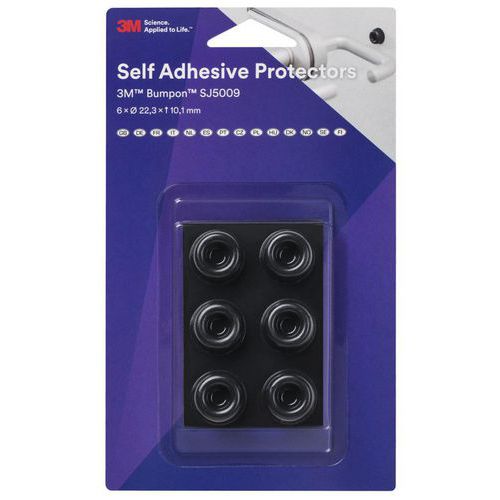 3M Nero Sj5009bl-Paracolpi 6 Pezzi, 22,3X10,1Mm,