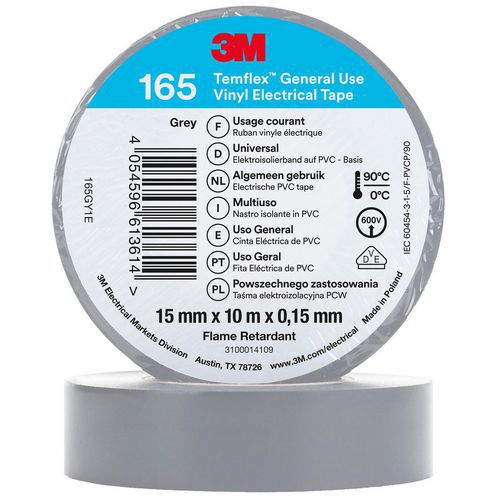 Nastro isolante Temflex 165 10m x 15mm grigio,
