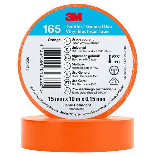 Nastro isolante Temflex 165 10m x 15mm arancione,