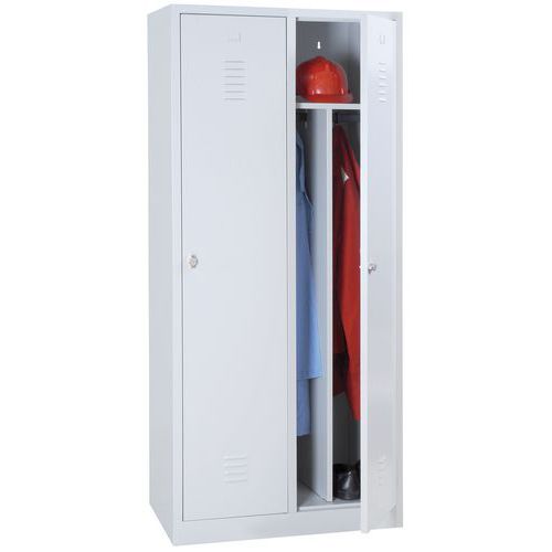 Armadietto ind. sporca 2 scomparti/base grigio + maniglia lucchettabile,