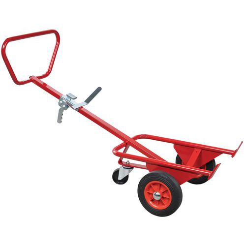 Carrello in acciaio ergonomico per fusti 350 kg - Ruote in gomma,