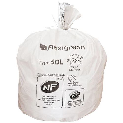 Sacco per rifiuti riciclabili-Rifiuti alimentari-50L-Bianco,
