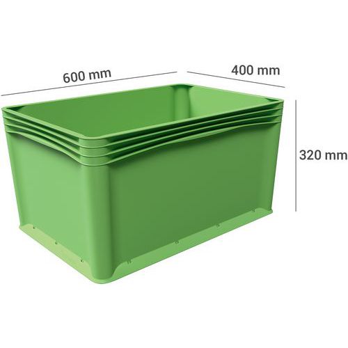 Kaiserkraft Contenitore In Polipropilene A Norma Europea – 400x300 Mm, Pareti Piene, Altezza 320 Mm, Con Maniglie A Conca - 2