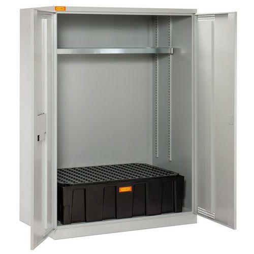 Armadio per fusti 14/20 con vasca di raccolta e griglia PE,