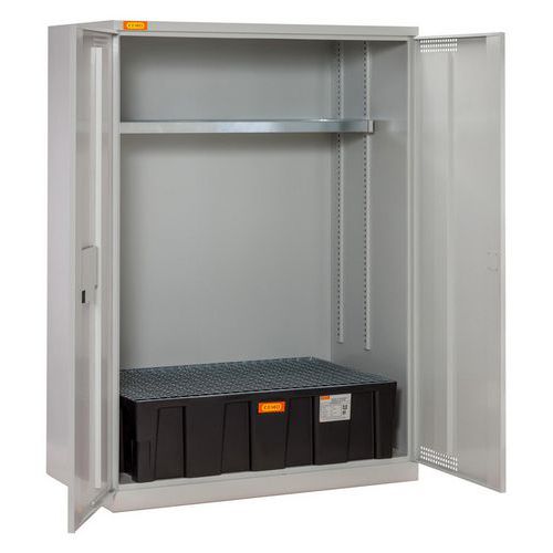 Armadio per fusti 14/20 con vasca in PE e griglia in acciaio,