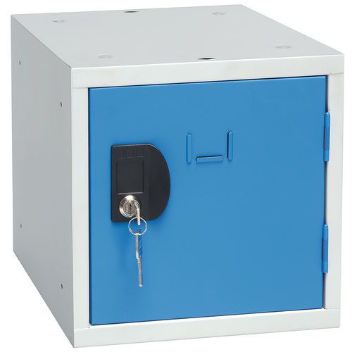 Armadietto singolo a cubo a 4 scomparti-380x380x380 mm-Blu,