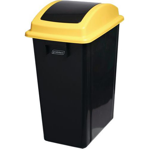 Pattumiera in plastica riciclata al 70% con coperchio giallo,