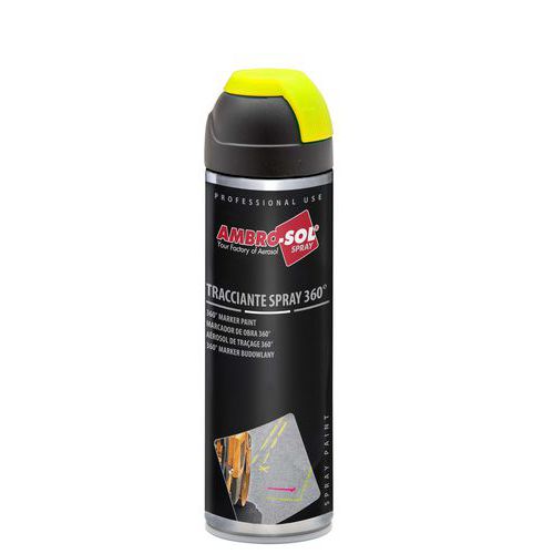 Vernice per tracciatura con spray a 360° giallo fluorescente,