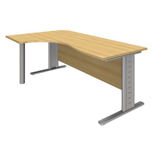 Scrivania Silver Compatta 180X 120 faggio/Allu m. Penisola:D,