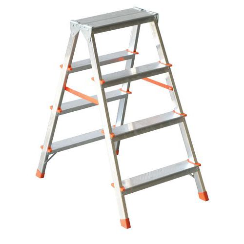 Sgabello 4+4 gradini 84x80x252 Alluminio,