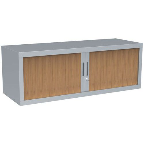 Armadio monoblocco ante a serrandre A44xL120 alluminio, ante in faggio senza ripiani,