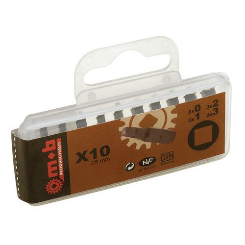 Scatola di 10 punte non rivestite 1/4 quadrate C0+C1+C2+C3,