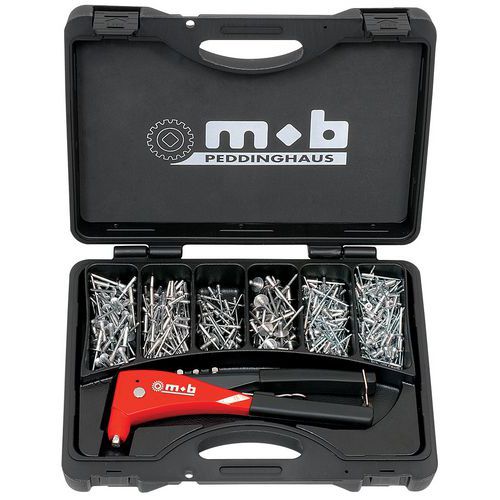 Cofanetto pinza rivettatrice + 500 rivetti,