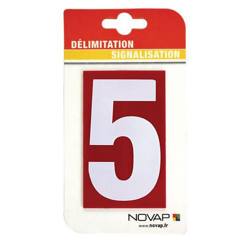 5 Numeri Bianchi 5 H=45Mm Fondo Rosso,