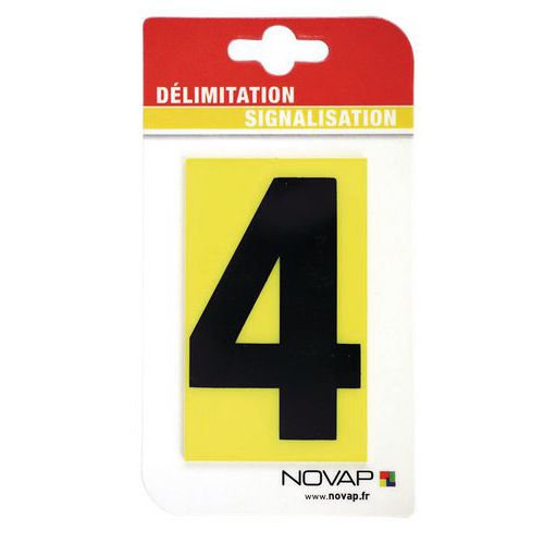 5 Numeri Neri 4 H=45Mm Fondo Giallo,