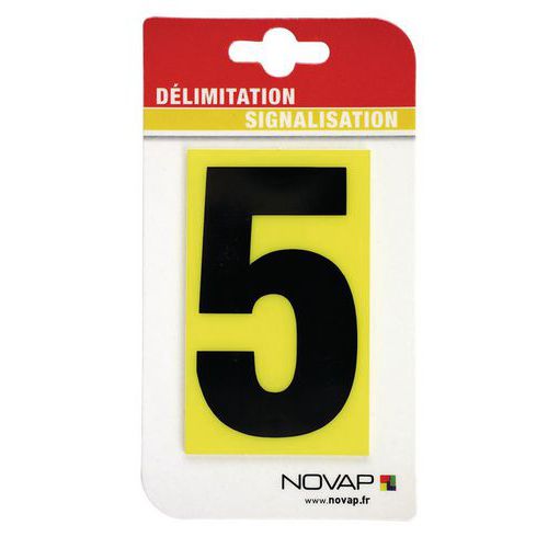 5 Numeri Neri 5 H=45Mm Fondo Giallo,