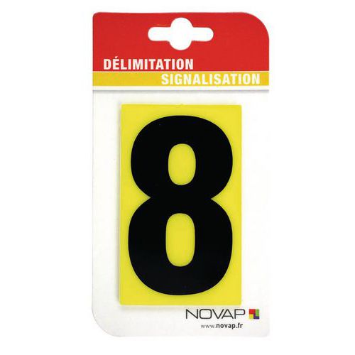 5 Numeri Neri 8 H=45Mm Fondo Giallo,