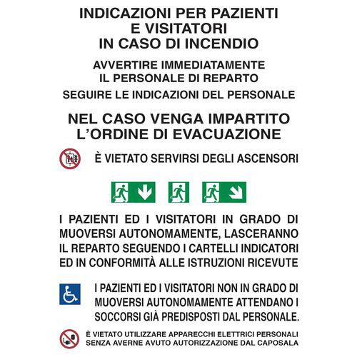 Cart. Alluminio Indicazioni per pazienti 700X500mm caso di i,