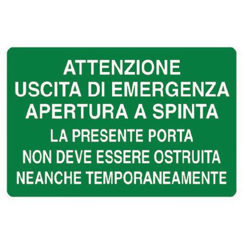 Cart. Alluminioattenzione enza Uscita Di Emerg,