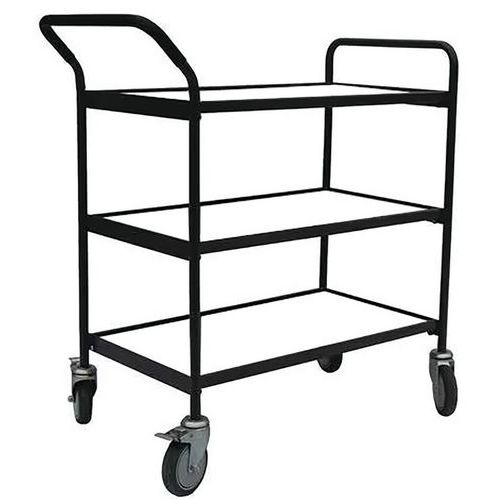 Carrello con 3 ripiani in legno e impugnatura-Portata 200 kg,