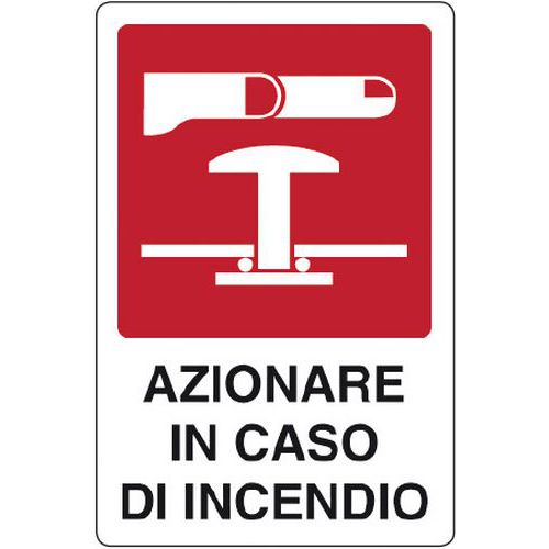 Cart. Alluminio azionare in 180x120mm Caso Di Incendi,